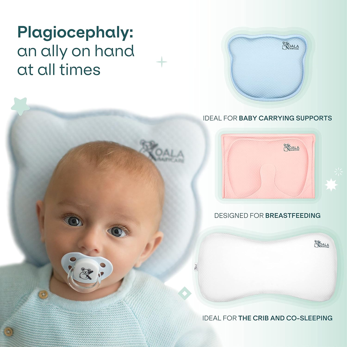 KOALA BABYCARE dojčenský vankúš + obliečka ZABRAŇUJE plagiocefálii