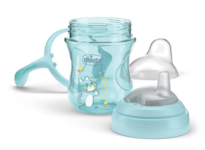 CHICCO Transition Cup kubek niekapek z ustnikiem i uchwytami 200 ml 4 m+