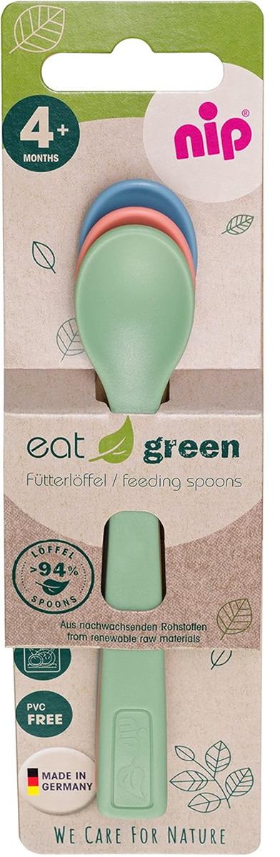 NIP Eat Green súprava lyžičiek 3 kusy 14 cm 4 mesiace+