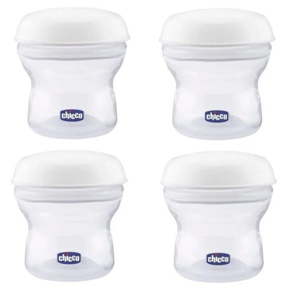 CHICCO pojemniki na mleko 4 x 150 ml + smoczek z nakrętką