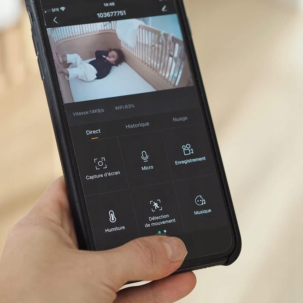 BEABA Zen Premium elektronická pestúnka s kamerou 360° Full HD aplikácia