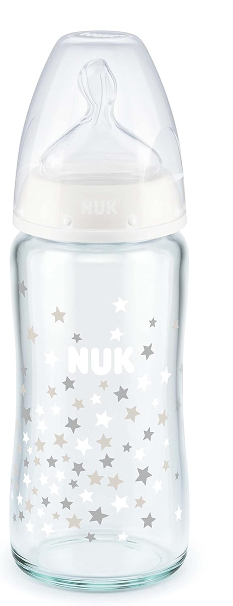 NUK First Choice+ sklenená fľaša 240 ml 0 – 6 m cumlík M, indikátor teploty