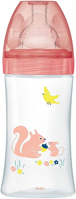 DODIE fľaša 270 ml, cumlík 2, stredný prietok, 0 – 6 mesiacov, VEVERIČKA