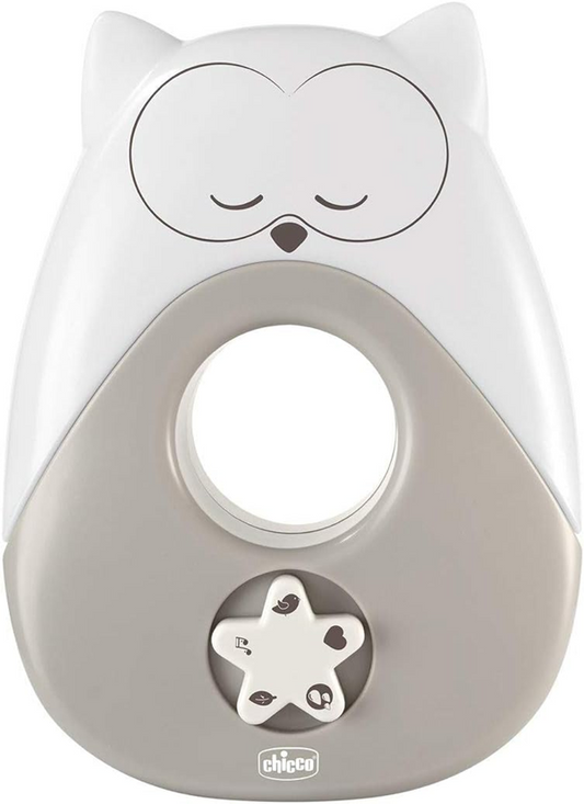 CHICCO Sweet Lights noční lampa s melodiemi a zvuky SOVA 13,5 x 18 cm