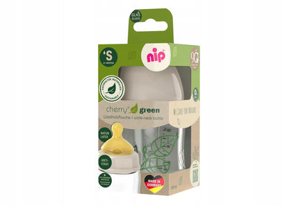 NIP Cherry Green sklenená fľaša 120 ml 0+ latexový cumlík S