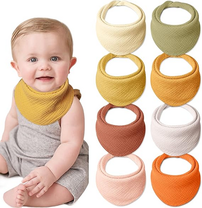 LULU MOON mušelínové podbradníky typu bandana na patentky 0–36 mesiacov x8