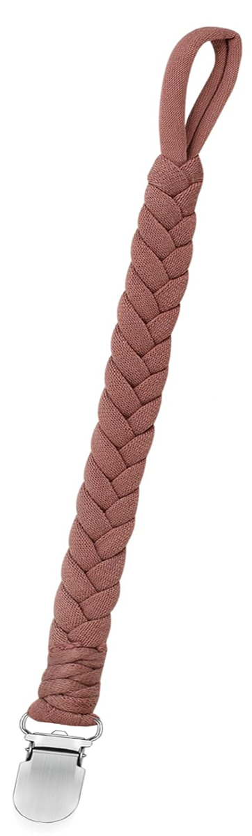 ANNHAO bavlnená retiazka na cumlík s klipom 22 cm HNEDÁ