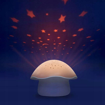 PABOBO Mushroom projektor hviezd s melódiami a senzorom plaču HUBA