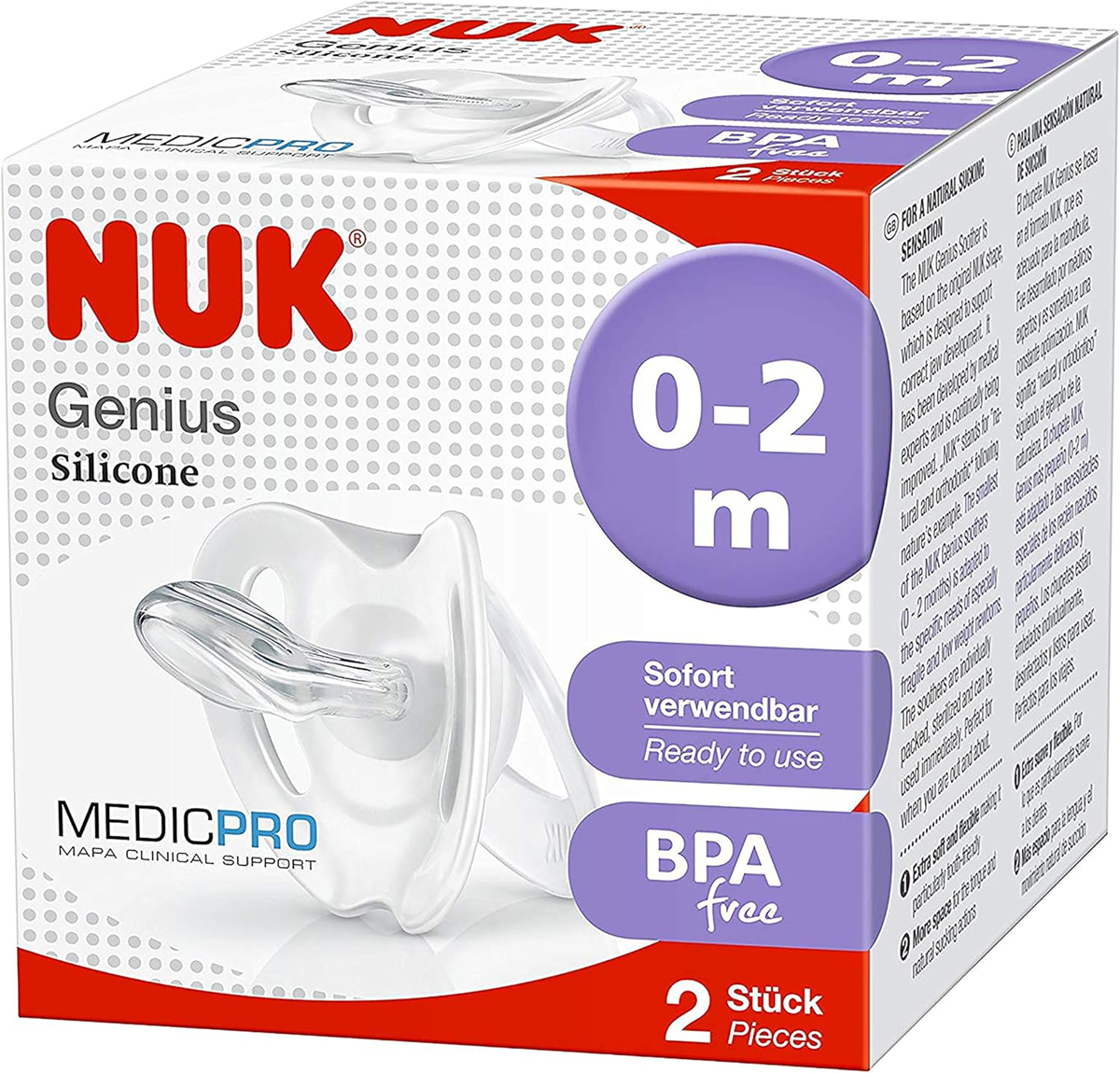 NUK Genius Medic Pro cumlík na upokojenie x2 0-2 mesiace