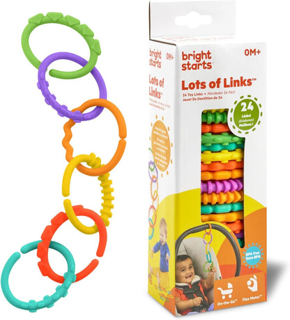 BRIGHT STARTS färgglada lek- och fästringar för leksaker