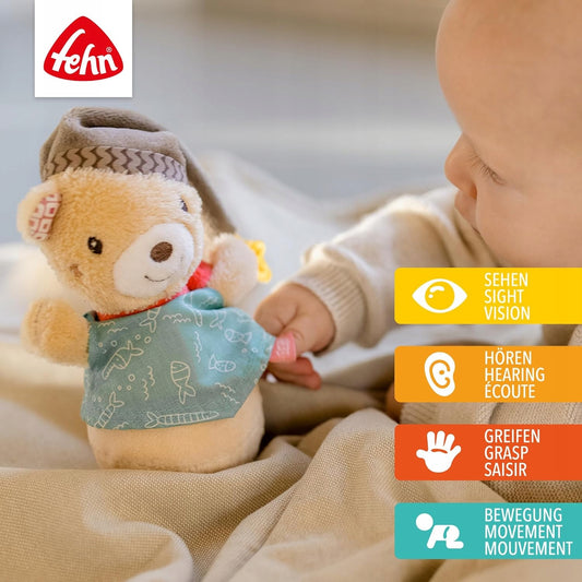 FEHN Medvedík Bruno hojdačka WSTAŃKA 14 cm hrkálka