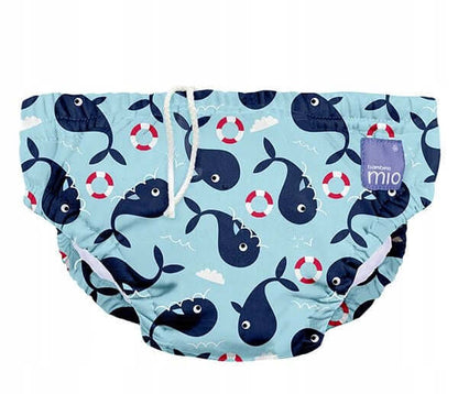 BAMBINO MIO pielucha do pływania wieloryb 6-12 msc. pielucha basenowa dla niemowląt w wzór wielorybów