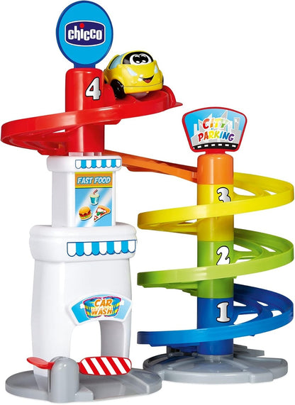 CHICCO viacúrovňové parkovisko 37 cm + autíčko Turbo Ball
