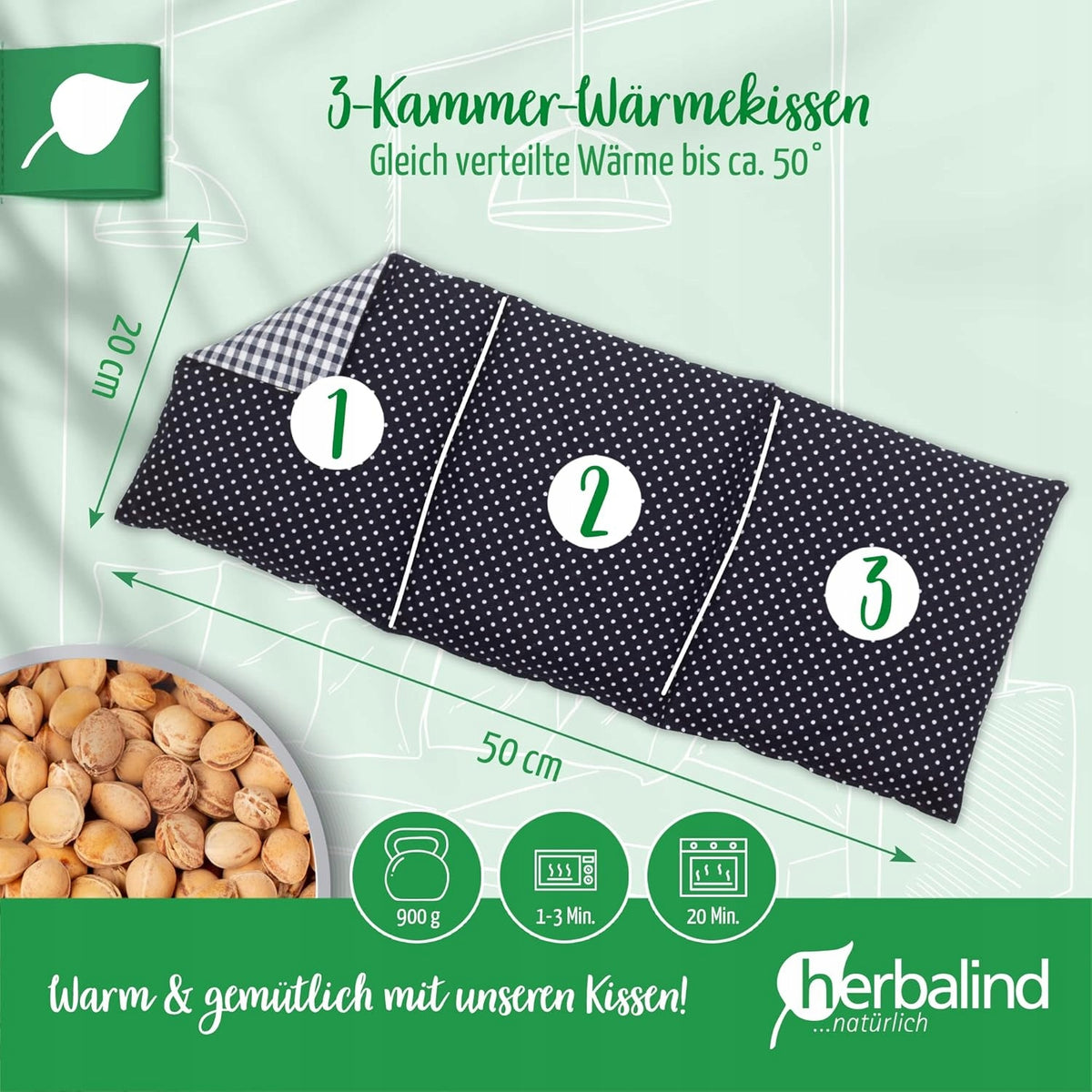 HERBALIND termofor s třešňovými peckami XL 900g 50x20cm