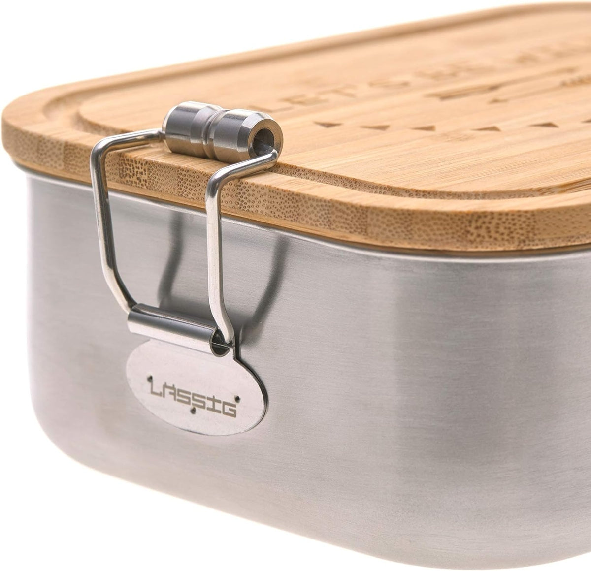 LASSIG Garden Explorer oceľovo-bambusový desiatový box 12,7 × 17,5 cm