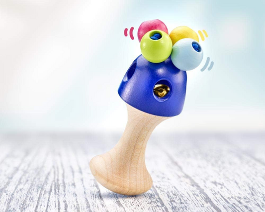 SELECTA Girali Colori drevené hryzadlo so zvončekmi 4,5 x 11 cm