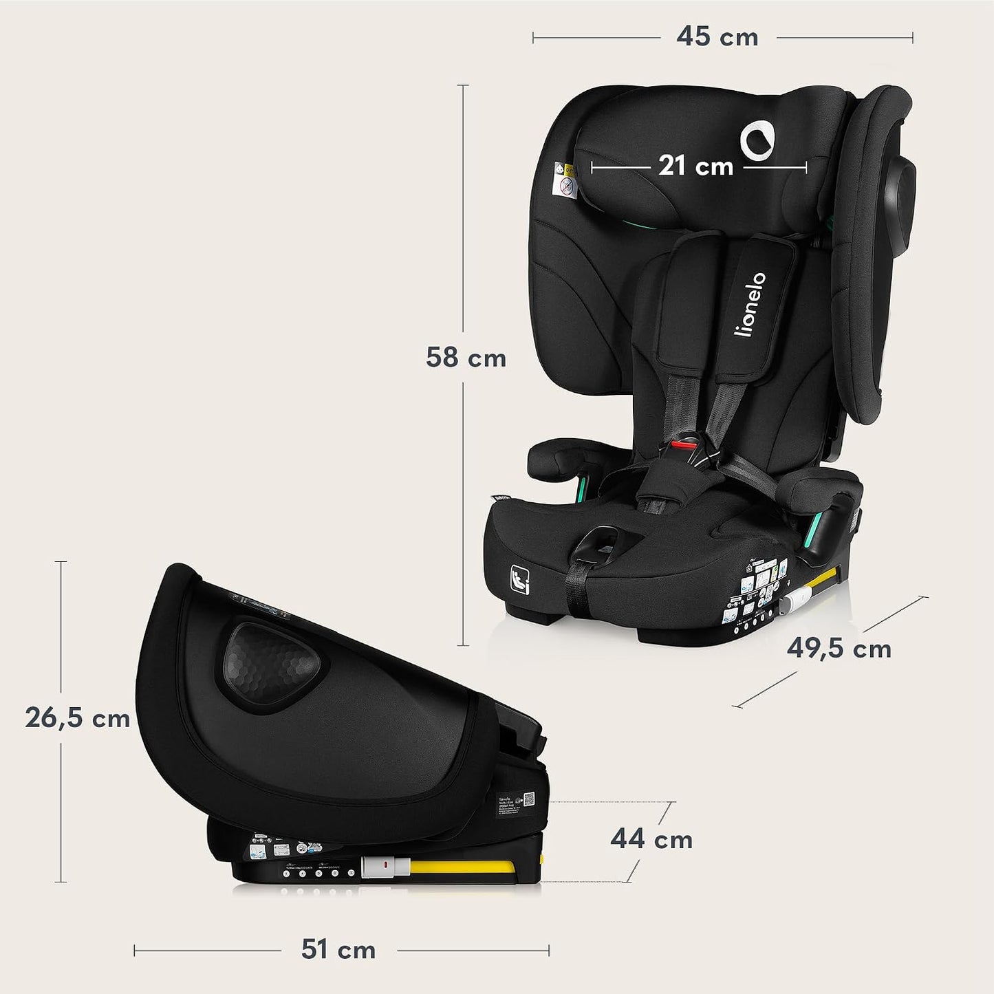 LIONELO NELLY i-Size autosedačka pre deti s výškou 76 – 150 cm s ISOFIX