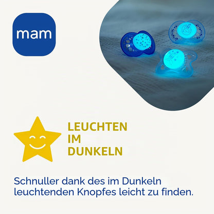 MAM Original Day & Night suzetă pentru calmare x4 0-6 luni LUMINOASE