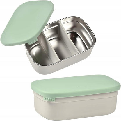 BEABA desiatový box lunchbox NEREZOVÁ OCEĽ 760 ml s priehradkami