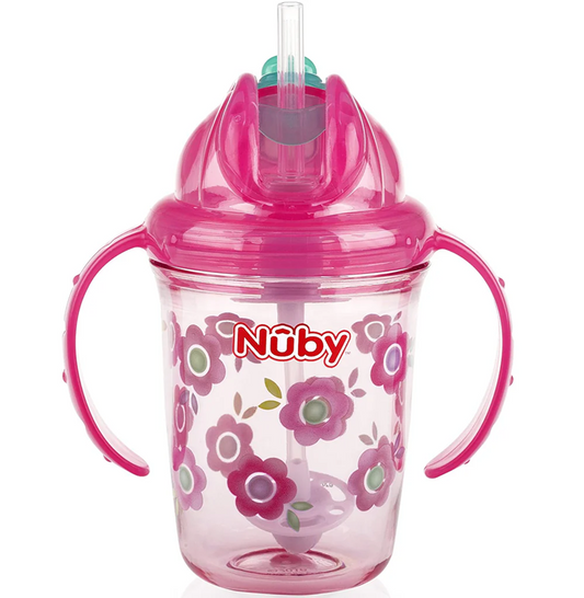 NUBY Flip-it Cup gobelet anti-fuite avec paille 12 m+ 240 ml