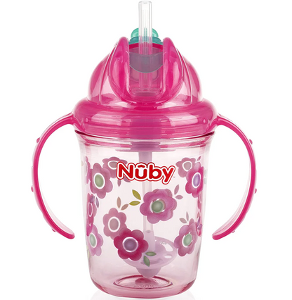 NUBY Flip-it Cup netečúci pohár so slamkou 12 m+ 240 ml