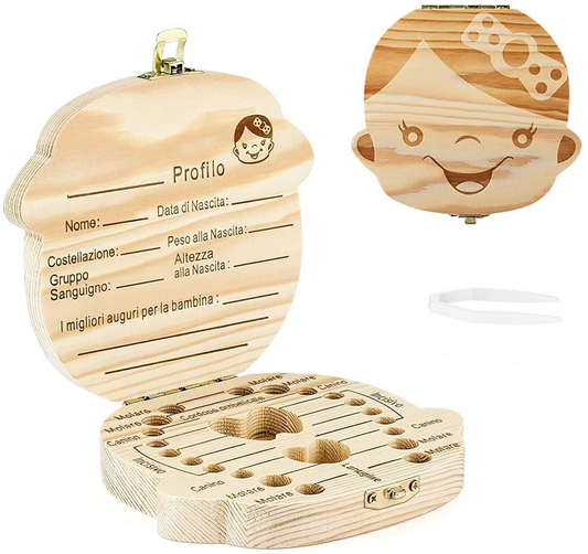 LOVE BABY drevená škatuľka na mliečne zúbky TALIANSKY JAZYK