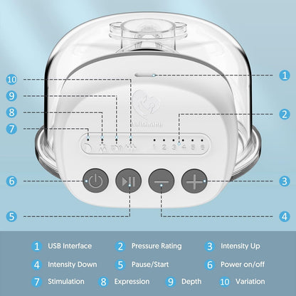 BELLABABY laktator elektryczny muszlowy bezprzewodowy, biały, z 4 trybami i 6 poziomami intensywności