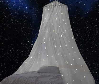 GLOW BED moskytiéra na postieľku a baldachýn s fluorescenčnými hviezdičkami