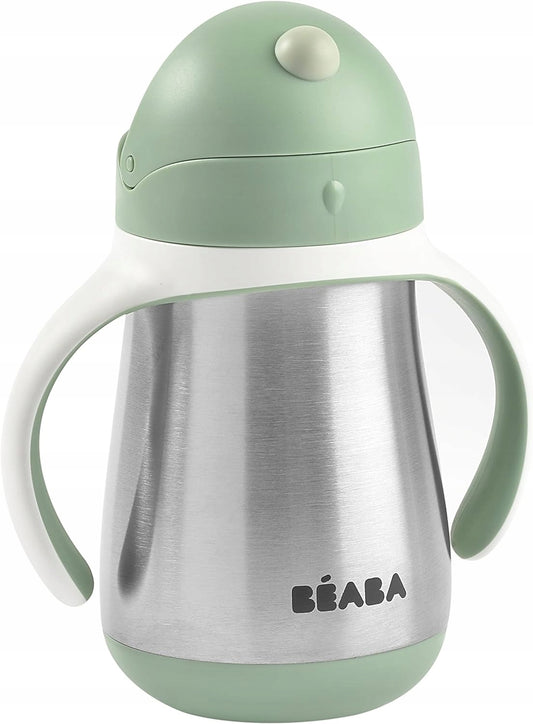 BEABA vaso antiderrame con pajita acero inoxidable 250 ml