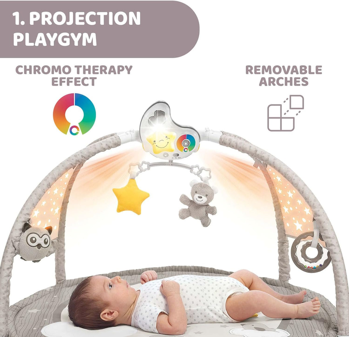 CHICCO Enjoy Colors Gym vzdelávacia podložka 3v1 + projektor