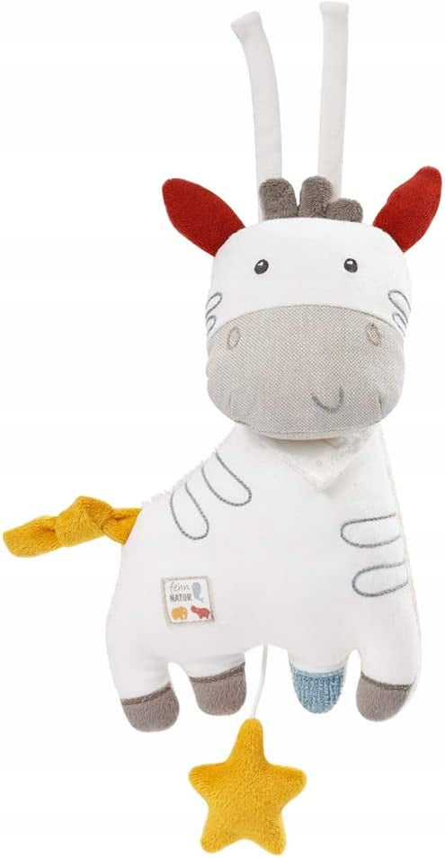FEHN NATURE plyšová zebra s hracím strojčekom BioBavlna