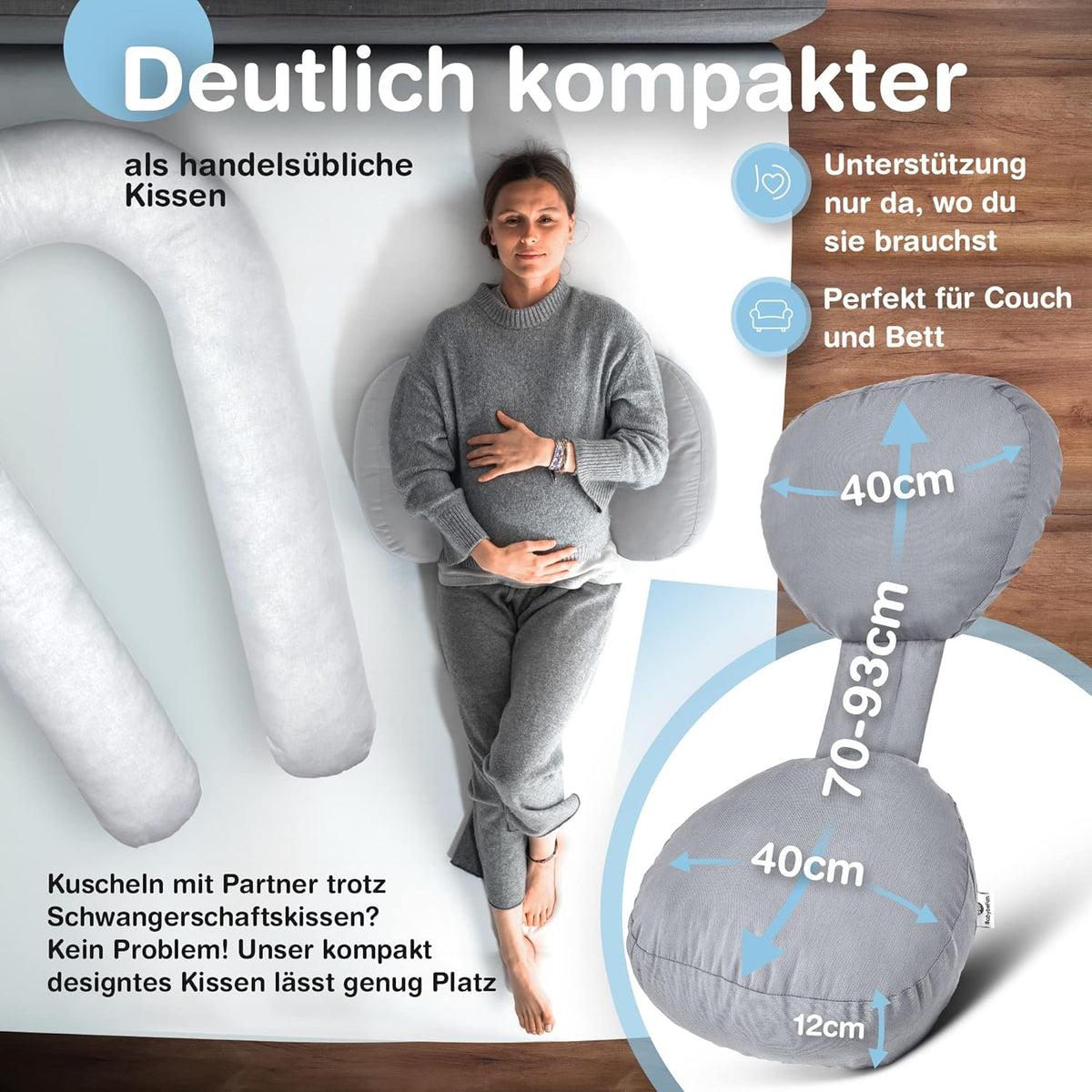 BABYBEFUN kompaktný nastaviteľný tehotenský vankúš