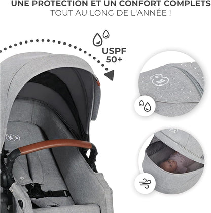 KINDERKRAFT B-TOUR 3v1 multifunkčný kočík do 22kg + autosedačka MINK PRO