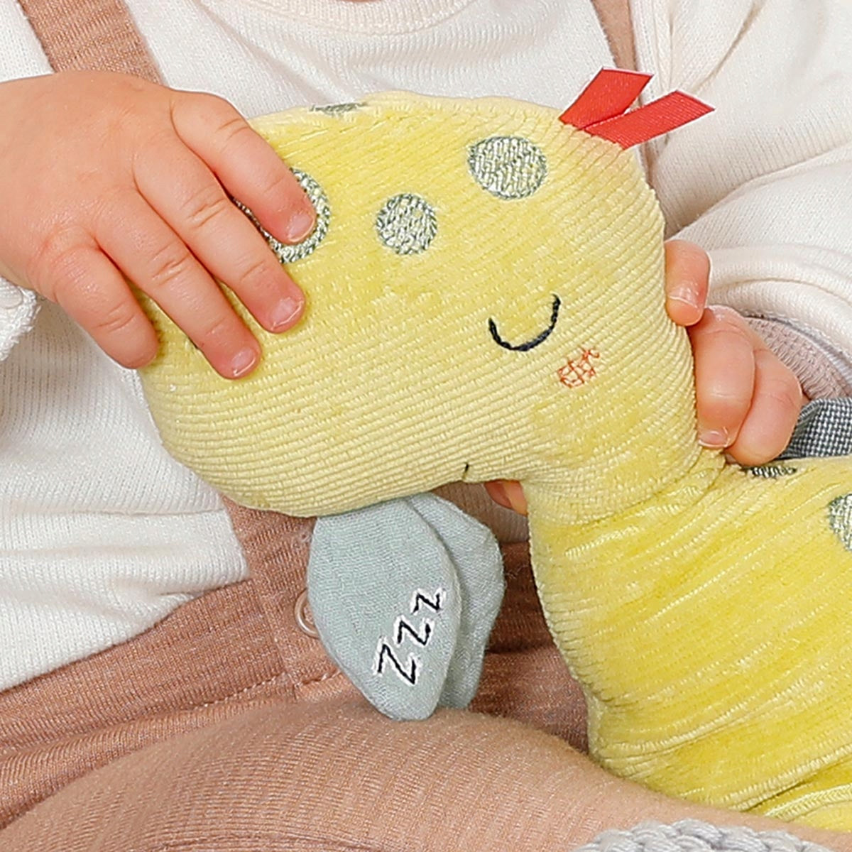 FEHN corduroy cuddly toy with DINO night light, 20 x 23 cm