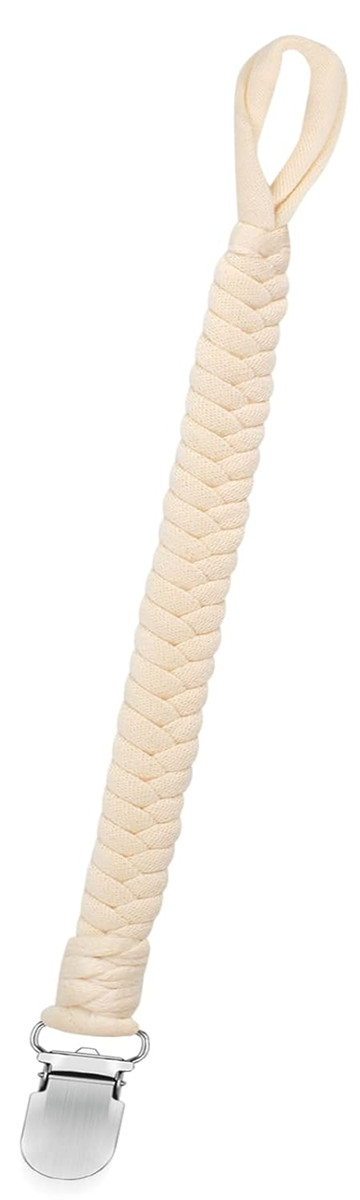 ANNHAO bavlnená retiazka na cumlík s klipom 22 cm BÉŽOVÁ