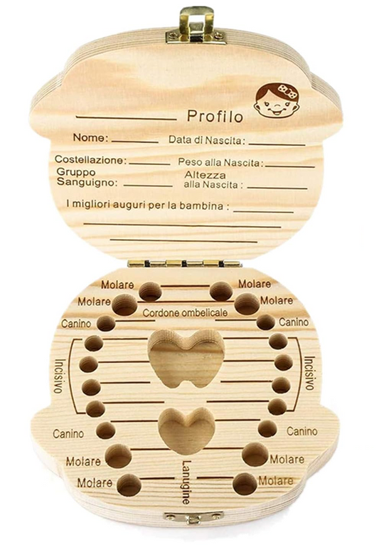 LOVE BABY drevená škatuľka na mliečne zúbky TALIANSKY JAZYK