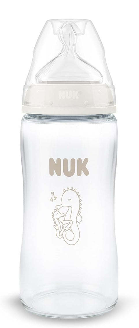 NUK First Choice sklenená fľaša 240 ml cumlík M 3 m+ MORSKÝ KONÍK
