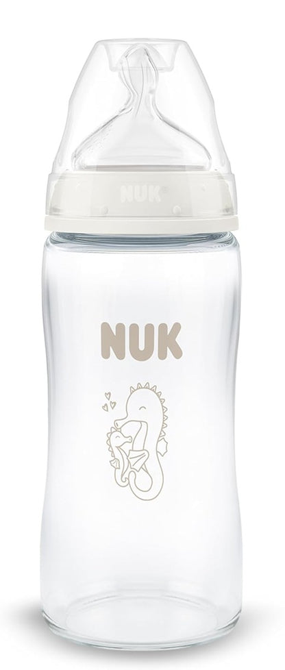 NUK First Choice sklenená fľaša 240 ml cumlík M 3 m+ MORSKÝ KONÍK