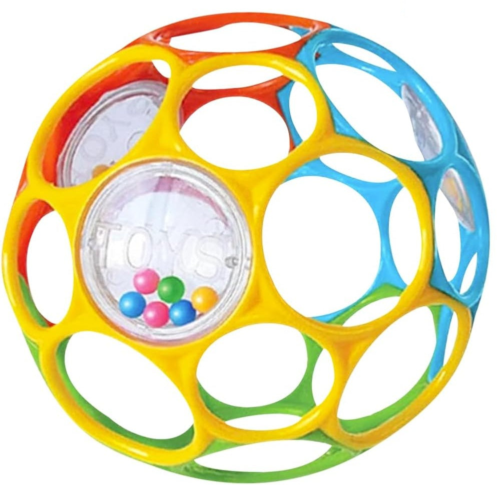 KIKUO Classic Ball hryzátko a úchopová loptička s hrkálkami 11,5 cm