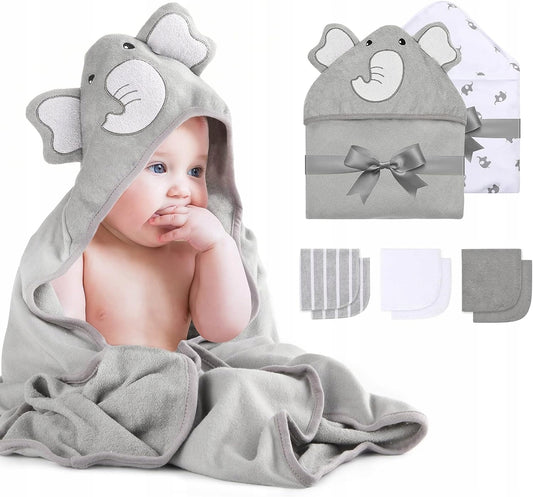 MOMCOZY uterák s kapucňou x2 76x76 + 6 umývacie utierky 24x24