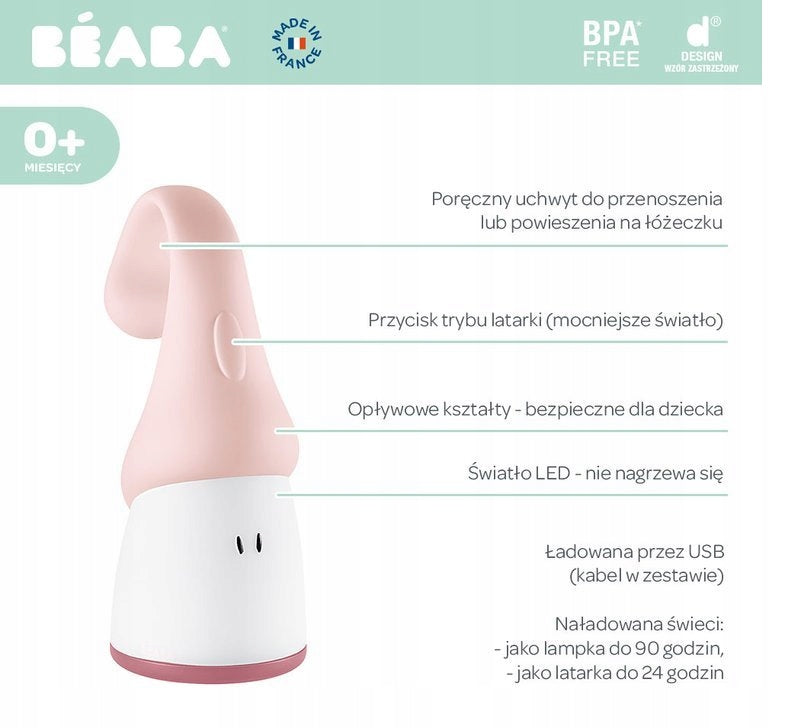 BEABA Pixie 2v1 prenosná baterka a nočná LED lampička