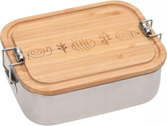 LASSIG Garden Explorer lancheira em aço e bambu 12,7 x 17,5 cm