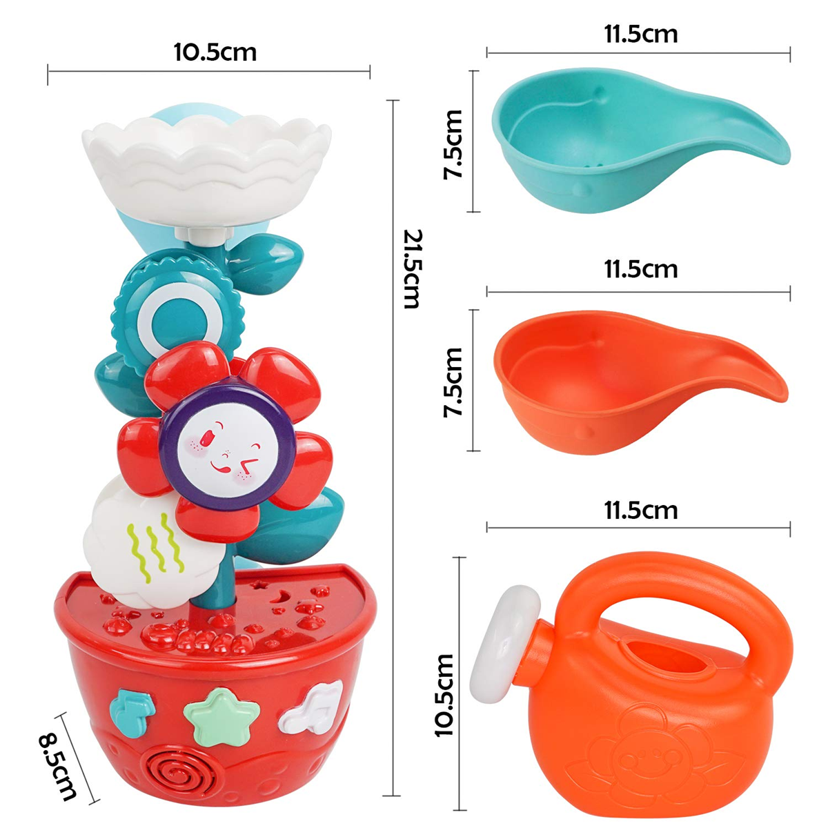 MOZOOSON hračka do kúpeľa – kvet 21,5 cm + krhlička a lieviky