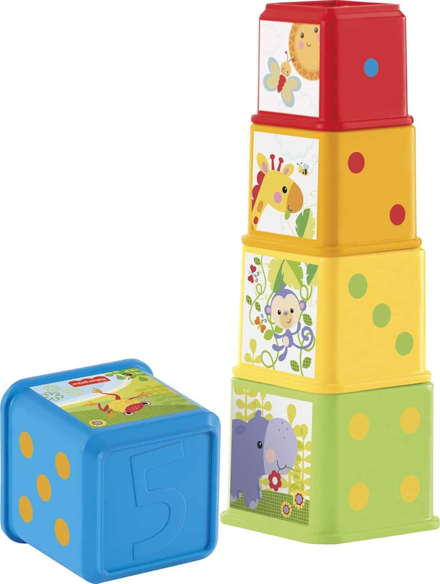 FISHER-PRICE Stack & Explore Blocks kocky rôznych veľkostí 5 kusov