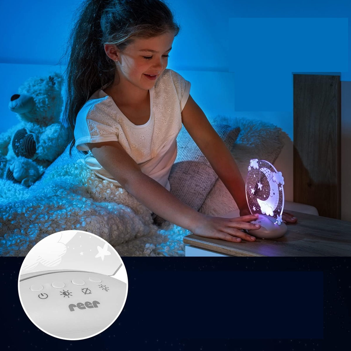 REER ColourLumy LED nočná lampička 5 farieb MESIAC