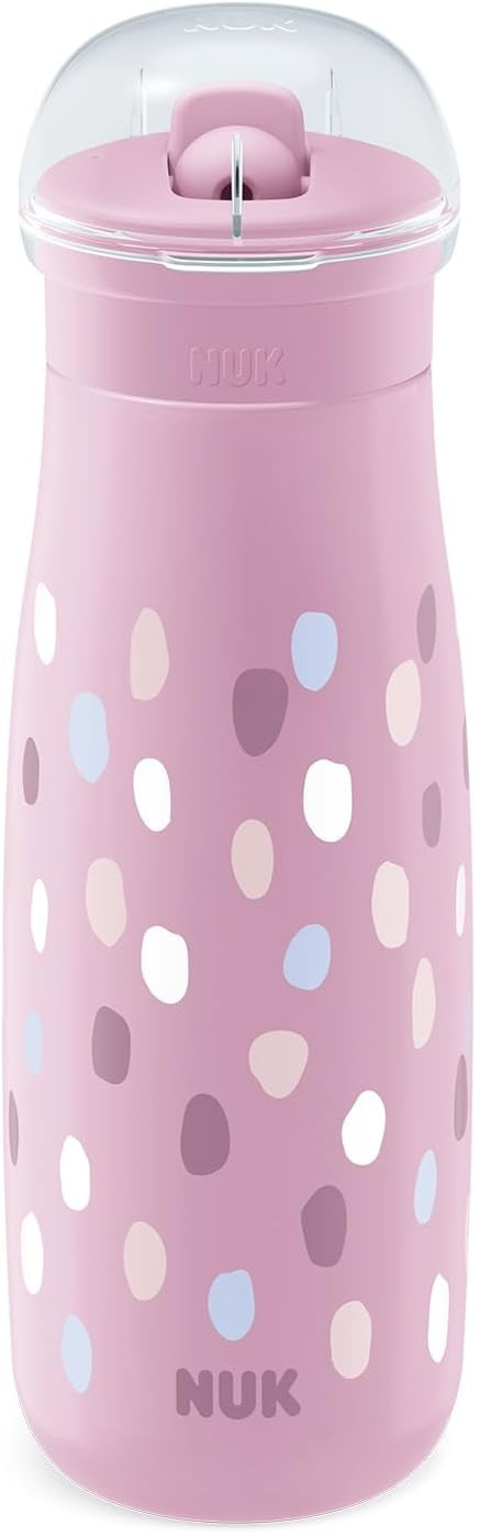 NUK Mini-Me Flip oceľová fľaša so slamkou a náustkom 500 ml 12 m+