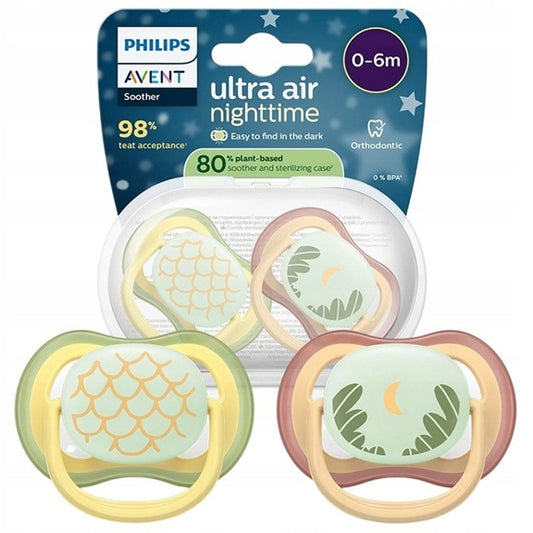 PHILIPS AVENT Ultra Air Night dudlíky x 2 0-6 měsíců SVÍTÍCÍ VE TMĚ