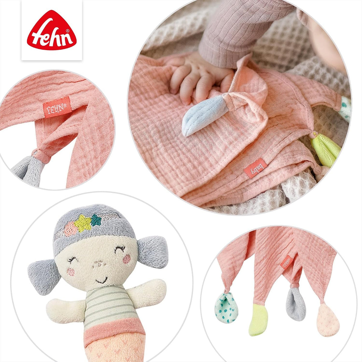 FEHN kocyk komforter przytulanka 45 cm SYRENKA – dominujący różowy długość 45 cm – zdjęcie 2