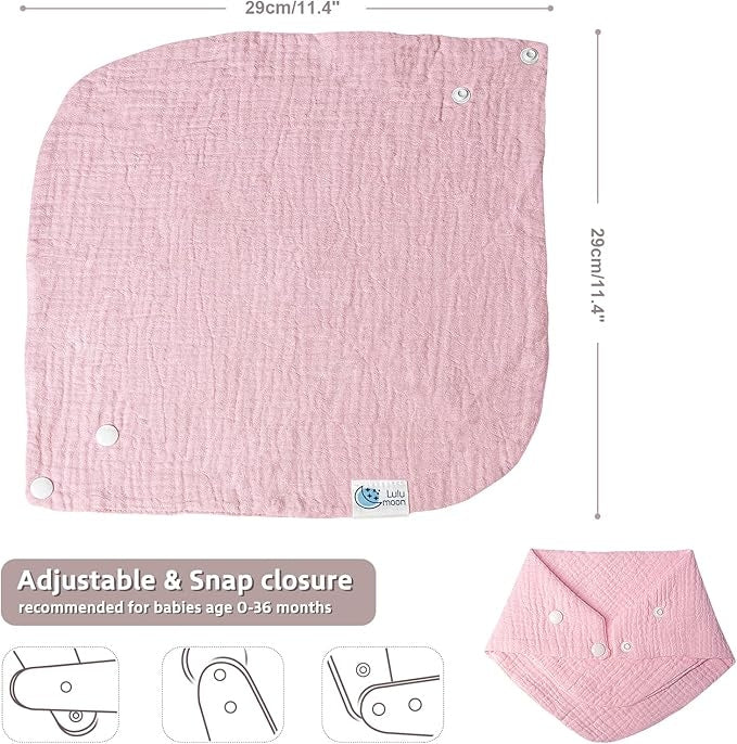 LULU MOON mušelínové podbradníky typu bandana na patentky 0–36 mesiacov x8