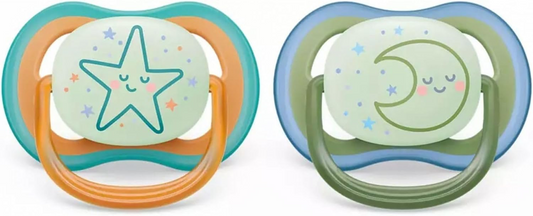 PHILIPS AVENT Ultra Air Night soothers x2, glow in the dark
